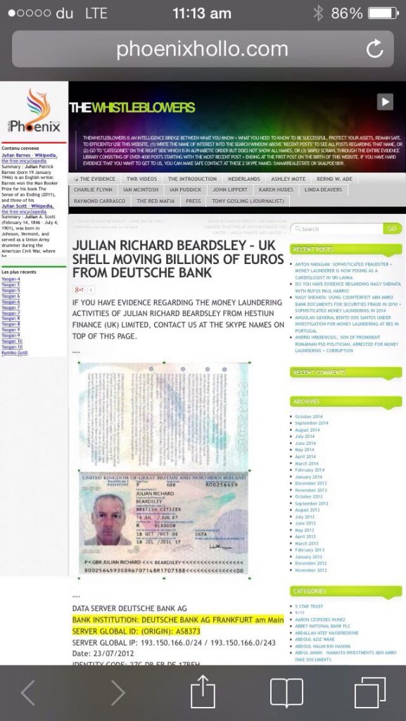 Scam Alert - Mr Julian Richard Beardsley