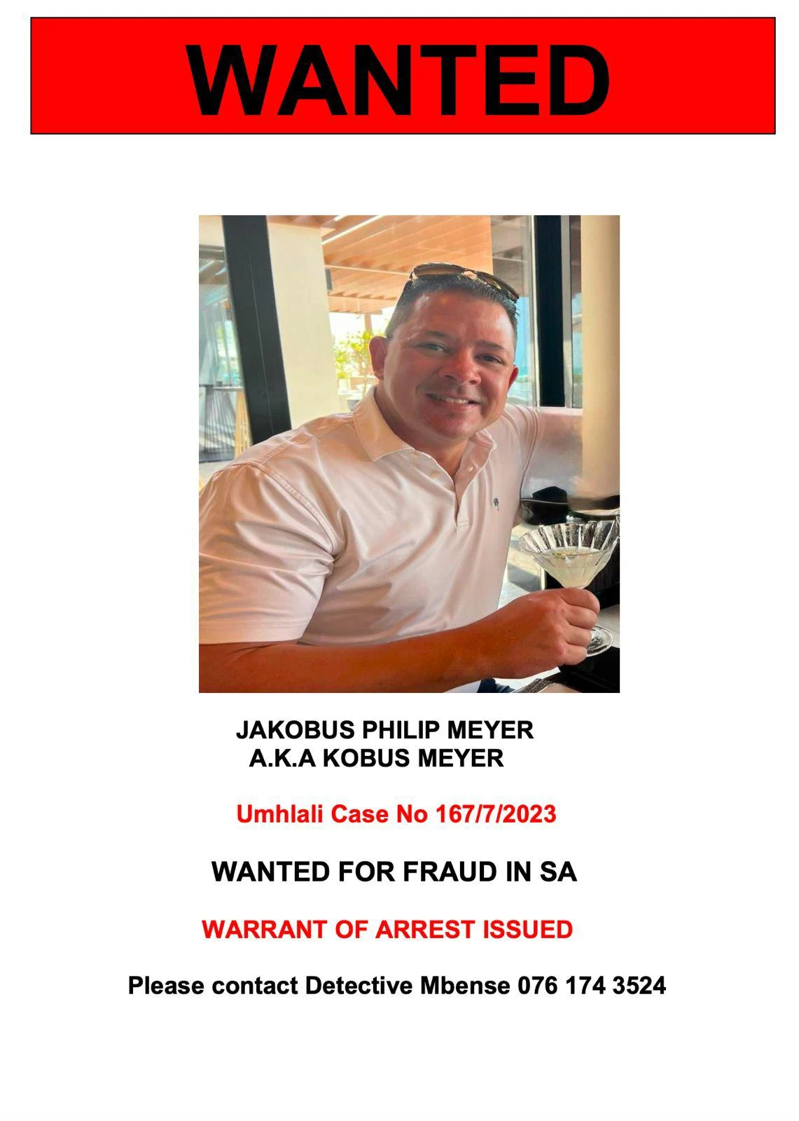 Warrant For Fraud – Kobus Meyer